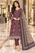 Unstitched Luxury Shine Lawn 3 Piece Embroidered Suit | Front Embroidered Lawn Shirt with Printed Back & Sleeves, Embroidered Dupatta & Dyed Trouser